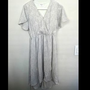 Sienna Sky Flowing White Dress with Small Black Dots - Medium